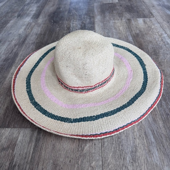 Madewell x Biltmore Tulum straw beach hat - Wide Brim with Colorful Stripes main image 4